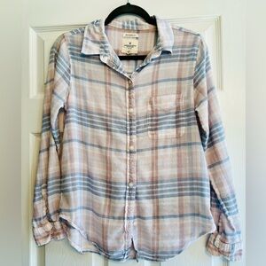 American Eagle Boyfriend Fit Summer Plaid Shirt Size Small Women’s